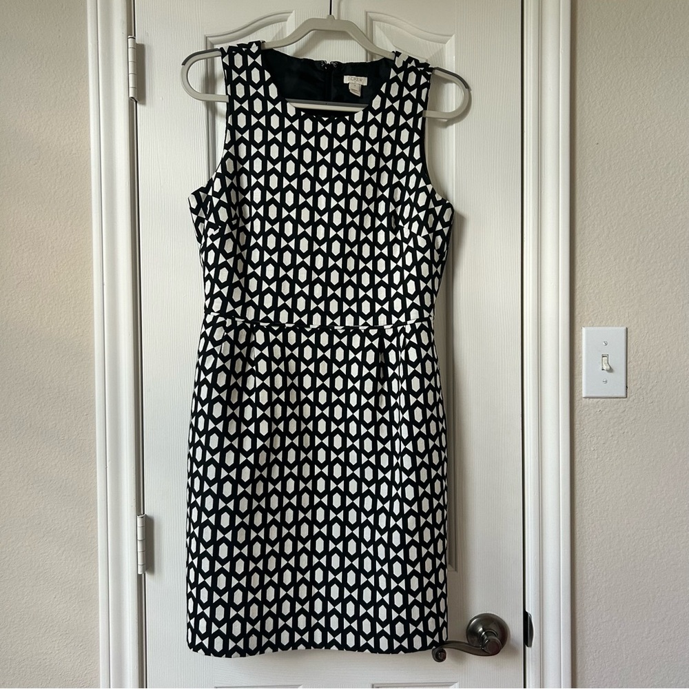J. Crew Black and White Patterned Professional Dress Size 8